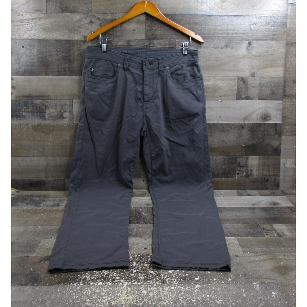 prAna Pants Mens 34x32 Charcoal Brion Slim Fit Stretch Nylon Travel M4BN32312